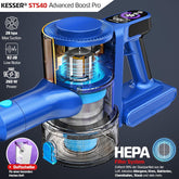 Steelstofzuiger - Draadloos - Stofzuiger Zonder zak - 45KPa - Blauw - KESSER®